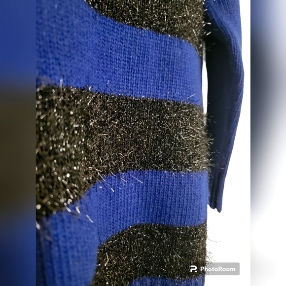 Ann Taylor blue and black metallic striped sweater - Picture 3 of 6